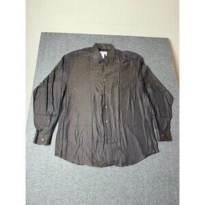 Ermenegildo Zegna Button Up Shirt Mens XL Dress Brown Satin Soft Pocket Long